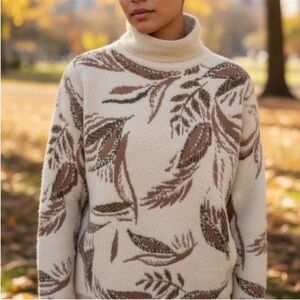 NWT Tahari Fuzzy Knit Patterned Sweater Size XS